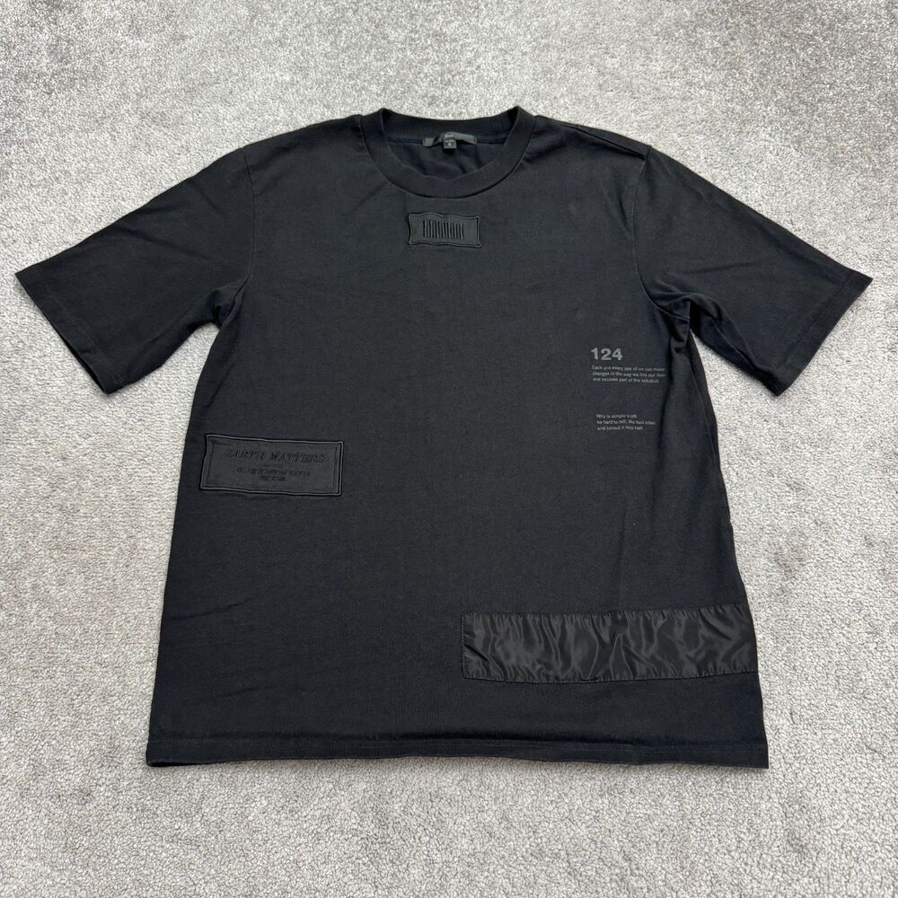 5cm Earth Matters Graphic T‑Shirt Men Small Black Patchwork Embroidered Cotton